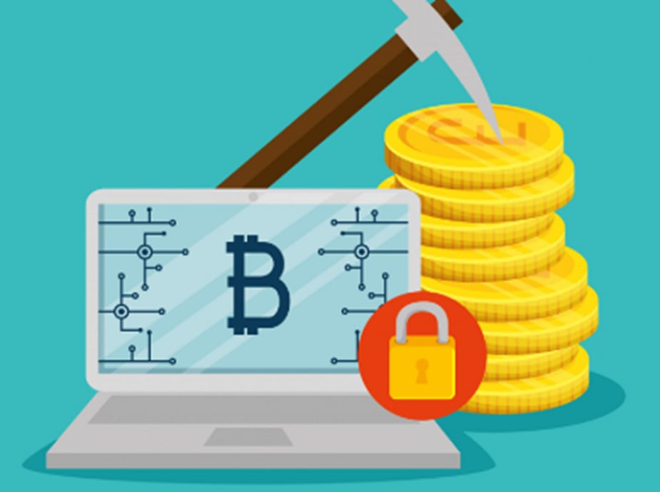 Digital wallet with Bitcoin coins and security lock icon