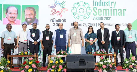 Minister P Rajeeve with other guests at the Industry Seminar Vision 2031