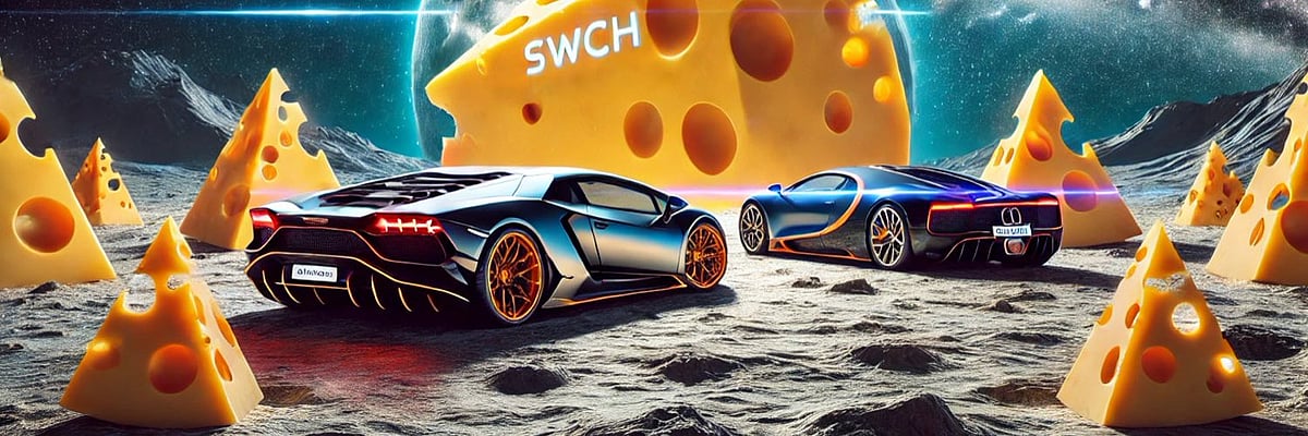 Cars among cheese wedges