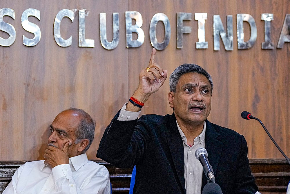 Aniruddha Bahal addresses press conference in New Delhi