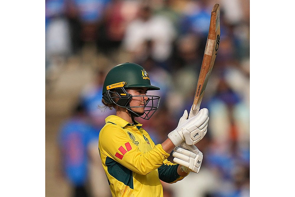 ICC Womens World Cup semifinal 2025 IND-W vs Aus-W_Phoebe Litchfield celebrates half century