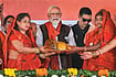 Let Chhath Be: Sanatanising Folk Hinduism For Electoral Dividends In Bihar | Photo: PTI : Political Capital: Prime Minister Narendra Modi being felicitated at a public meeting in Begusarai district