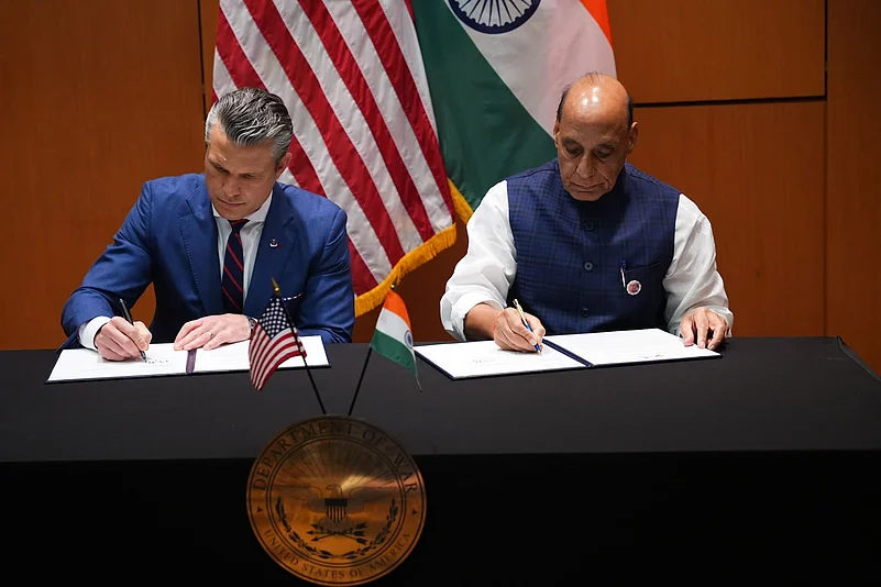 Rajnath Singh and US Defence Secretary Peter Hegseth