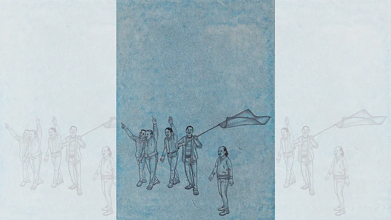Ideology has long been the moral compass of political life. It provides coherence between words and deeds, between past struggles and future promises. - Untitled artwork by Varunika Saraf