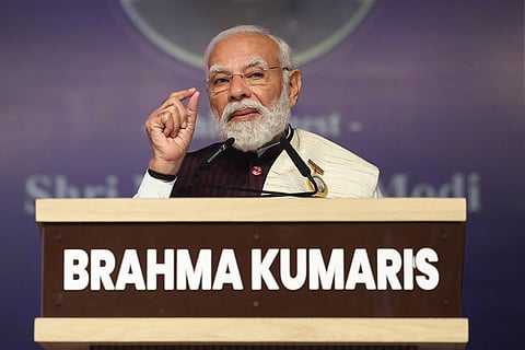 PM addressing at inauguration of the ‘Shanti Shikhar’ of Brahma Kumaris at Nava Raipur, in Chhattisgarh.