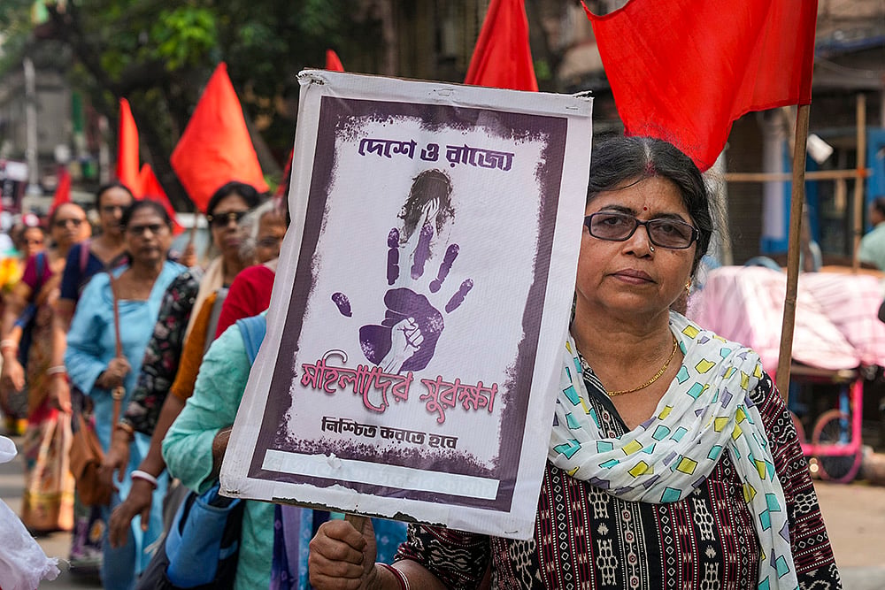 | Photo: PTI/Swapan Mahapatra : Nurses from various hospitals participate in a protest march over incidents of workplace violence, in Kolkata.