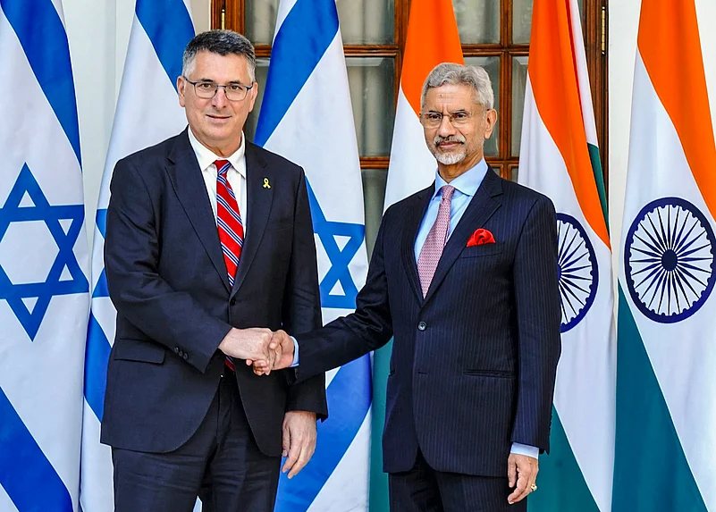 EEAM S Jaishankar with Israels FM Gideon Saar during a meeting in New Delhi