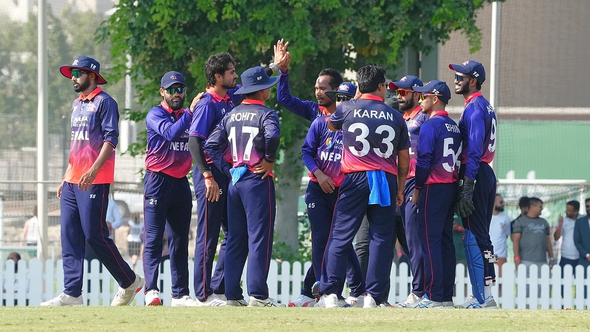 Nepal players celebrate a wicket during the ICC Cricket World Cup League Two fixture against USA on November 1, 2025. - | Photo: X/CricketNep