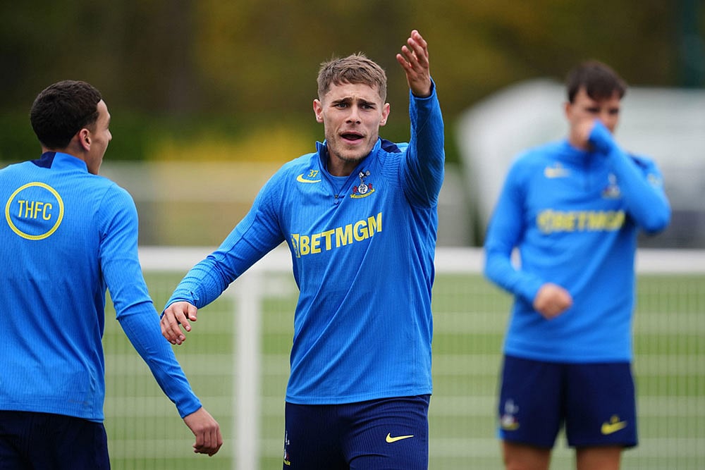 Tottenham Hotspurs Micky van de Ven during a training session