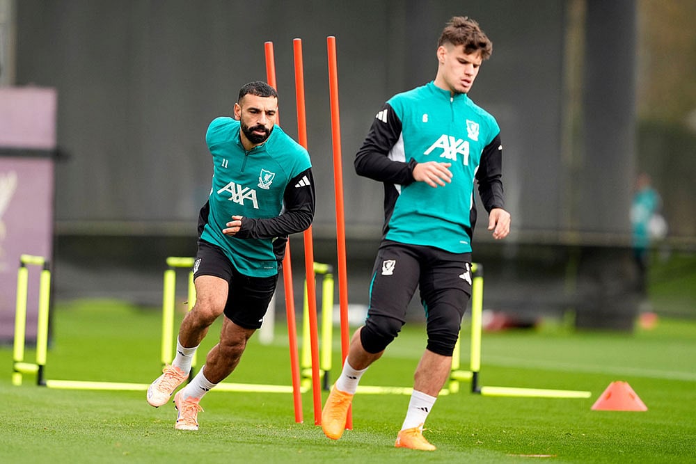 Liverpools Mohamed Salah training session