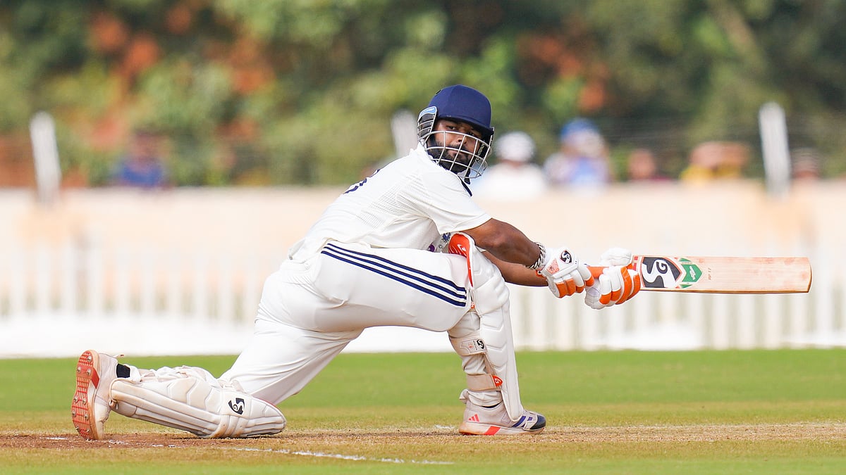 PTI/Shailendra Bhojak : India A captain Rishabh Pant played a 90-run knock in the first unofficial Test against South Africa in Bengaluru. 