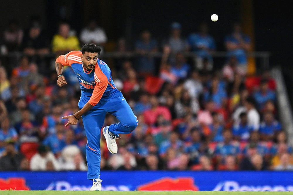 India vs Australia 4th t20 cricket-Indias Axar Patel bowls
