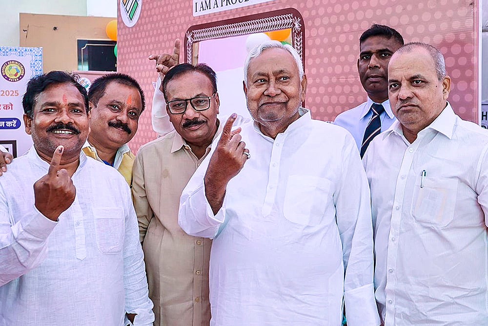 Bihar Phase 1 Polling -Bihar Chief Minister Nitish Kumar casts his vote