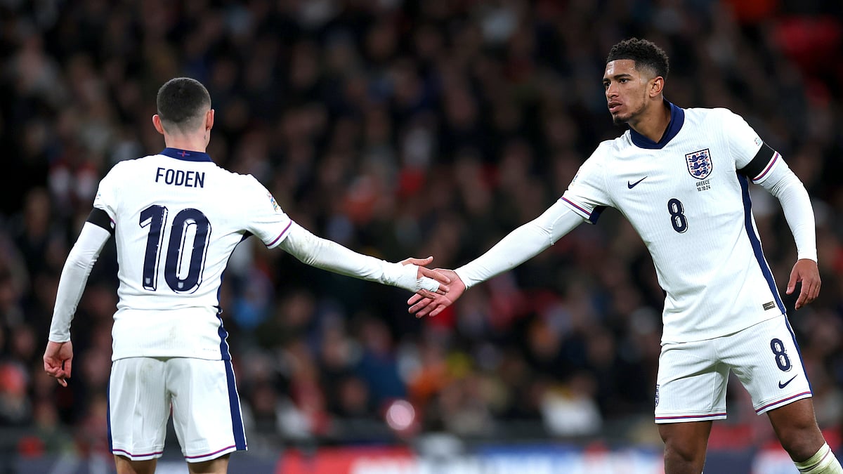 Phil Foden and Jude Bellingham in action for England