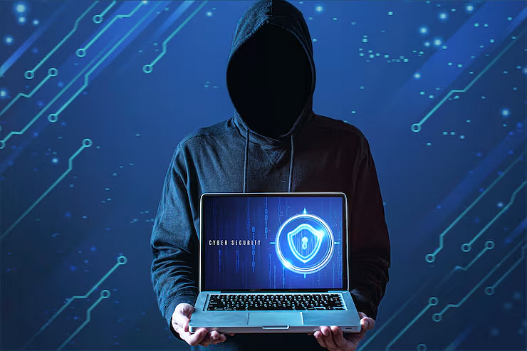 A person in hoddie holding Laptop