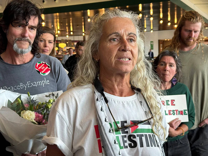 Madeleine Habib arrives home after her time in an Israeli jail