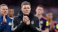 Eddie Howe Set To Leave Newcastle United After Nearly Five Years In Charge - Report File : Eddie Howe applauds the travelling Newcastle United supporters after their defeat to Brentford.