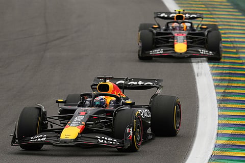 Red Bull driver Max Verstappen of the Netherlands drives during the Brazilian Formula One Grand Prix at the Interlagos race track in Sao Paulo.