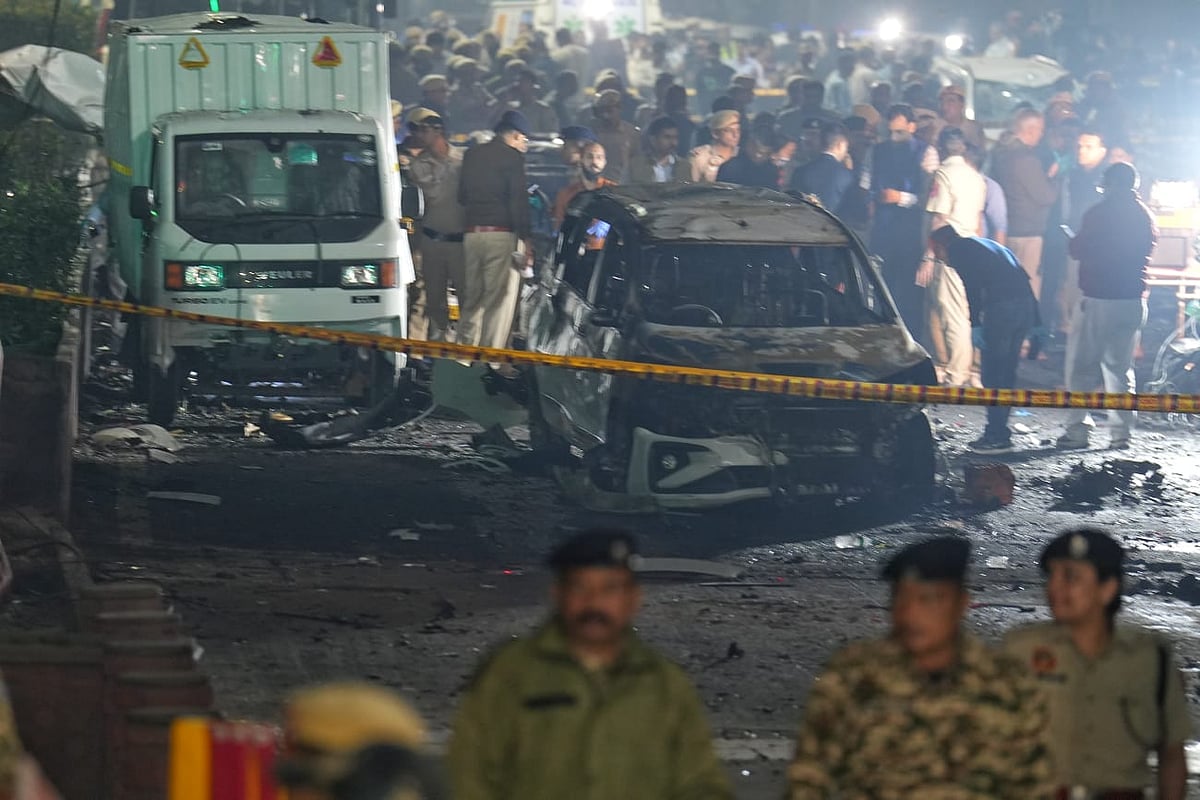 Suresh K Pandey : A view of the car decimated by the explosion in New Delhi's Red Fort area on November 10, 2025