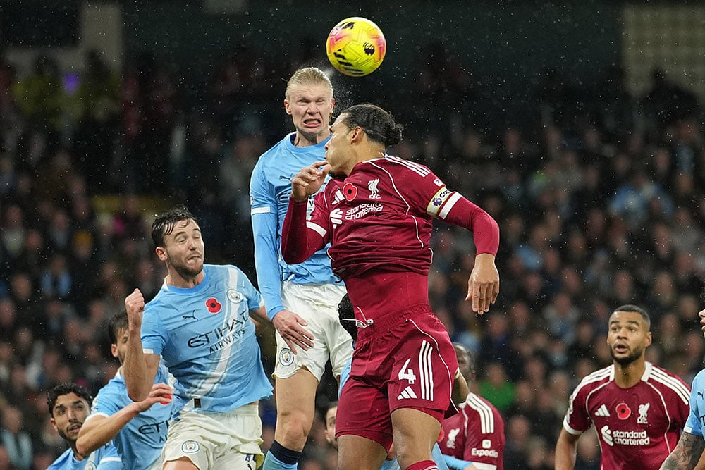 Premier League Manchester City vs Liverpool-Manchester Citys Erling Haaland