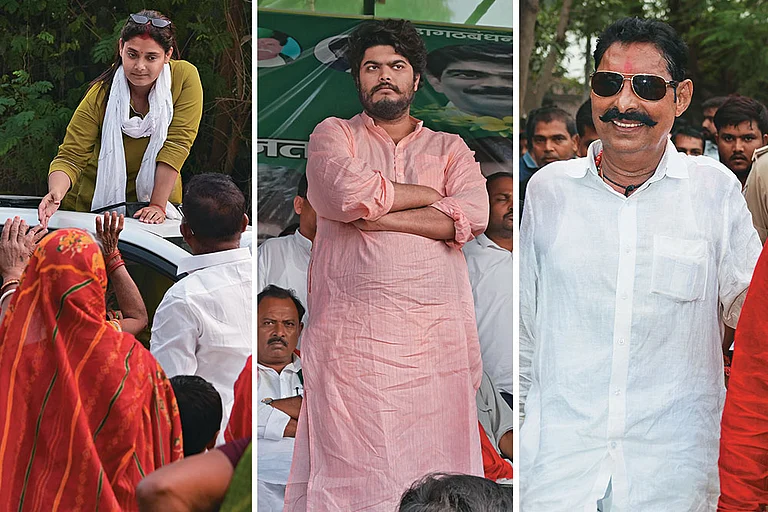 Dons and the Next Gen:
(From Left) Shivani Shukla, RJD candidate from Vaishali; Osama Shahab, RJD candidate from Siwan; Anant Singh from Mokama - Photos: Sandipan Chatterjee, Ranjan Rahi