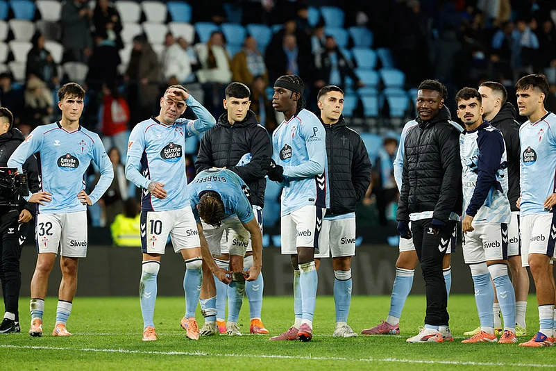 La Liga soccer Celta Vigo vs Barcelona-Celta players