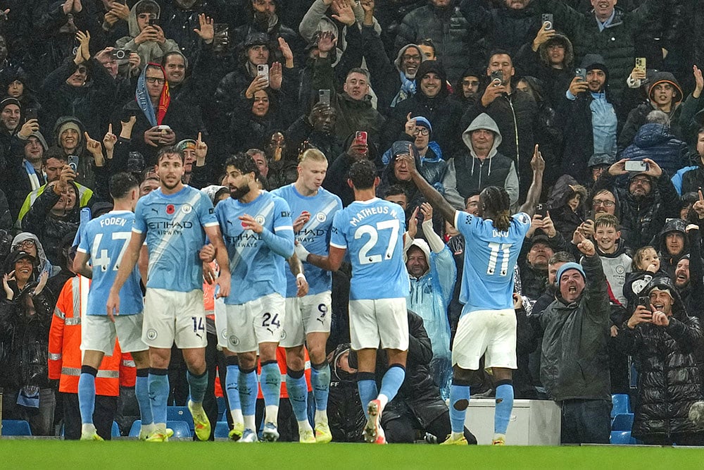 Premier League Manchester City vs Liverpool-Manchester Citys Jeremy Doku