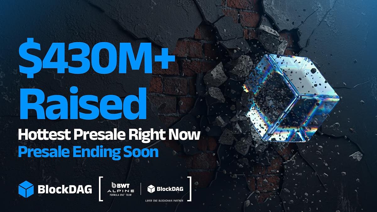 BlockDAG presale ad with $430M+ raised