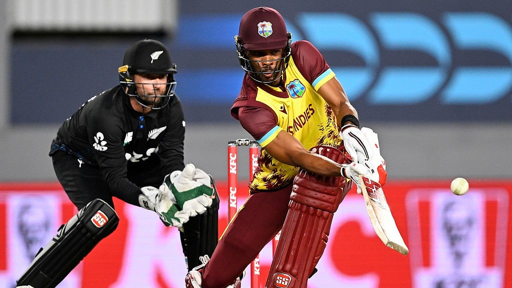 Photo: Andrew Carnaga/Photosport via AP                                           : West Indies' Roston Chase bats during the second T20 international against New Zealand in Auckland.