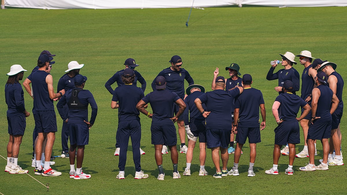 PTI : South African players during a training session ahead of the first Test match against India, at Eden Gardens in Kolkata.