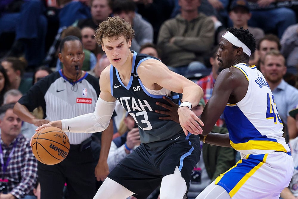 | Photo: AP/Rob Gray : Utah Jazz forward Lauri Markkanen (23) posts up against Indiana Pacers forward Pascal Siakam (43) during the second half of an NBA basketball game in Salt Lake City. 