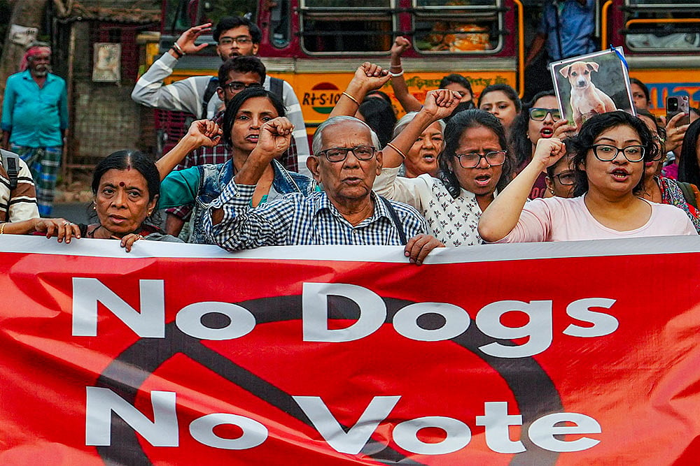 Protest against SC order on stray dogs issue