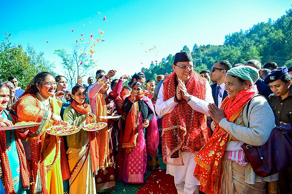 CM Dhami visits ancestral village