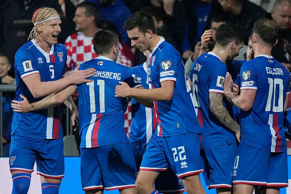 Croatia vs Faroe Islands World Cup Soccer European Qualifiers-Faroe Islands celebrate a goal