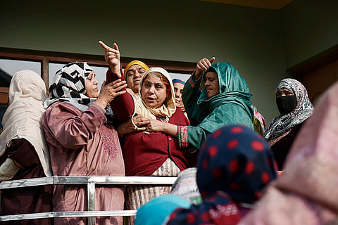 Relatives and family members mourn the death of Mohammed Shadi, who was killed in an accidental explosion at the Nowgam Police Station in Srinagar.