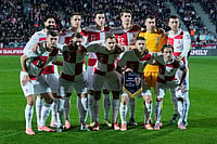 | Photo: AP/Darko Bandic : Croatia players pose before a World Cup 2026 group L qualifying soccer match between Croatia and Faroe Islands in Rijeka, Croatia.