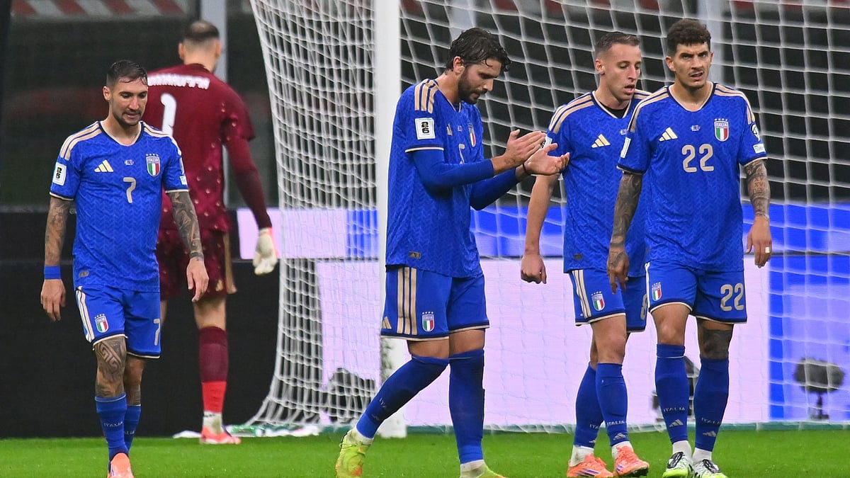 File Photo : Italy's Manuel Locatelli after his side conceded the 4th goal against Norway. 