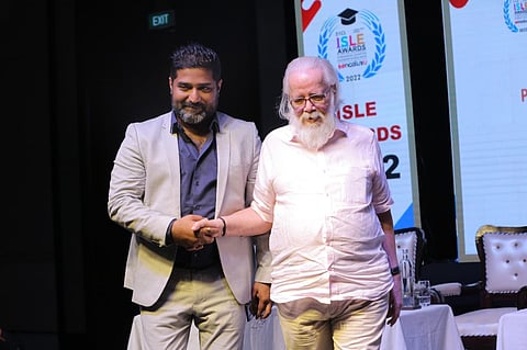 Dr. Karthik Narayanan with Padmabhushan S. Nambi Narayanan