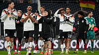 Germany Vs Curacao LIVE Streaming, FIFA World Cup 2026: Where To Watch, Prediction, H2H - All You Need To Know | Photo: AP/Matthias Schrader : Germany players celebrate qualifying for the FIFA World Cup 2026 after beating Slovakia in Leipzig on Monday, November 17, 2025.