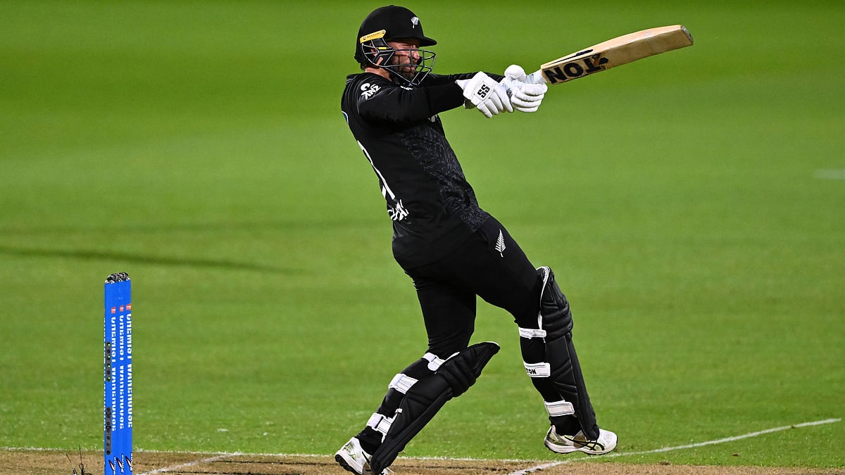 | Photo: AP/Kerry Marshall                     : New Zealand's Devon Conway bats against the West Indies during their ODI match in Napier, New Zealand, Wednesday November 19, 2025. 