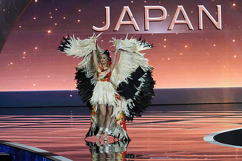 Miss Japan Kaori Hashimoto competes in the national costume competition at the Miss Universe Beauty Pageant in Nonthaburi province, Thailand.