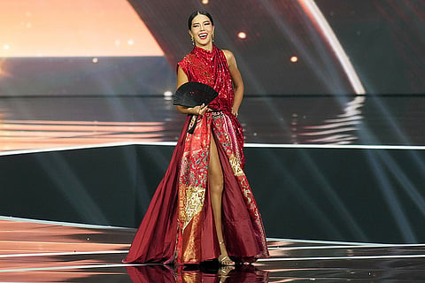 Miss Singapore Annika Sager competes in the national costume competition at the Miss Universe Beauty Pageant in Nonthaburi province, Thailand.
