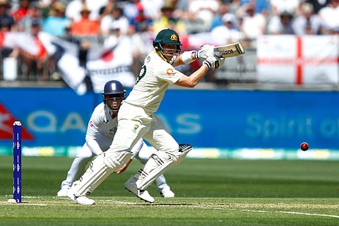 Australia's captain Steve Smith bats during the first Ashes cricket test match between Australia and England in Perth.