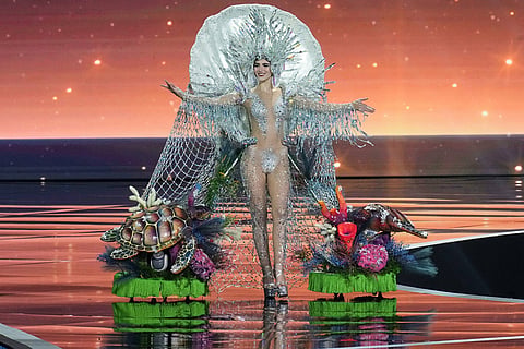 Miss Venezuela Stephany Abasali competes in the national costume competition at the Miss Universe Beauty Pageant in Nonthaburi province, Thailand.