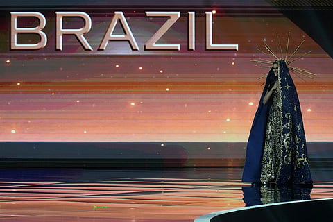 Miss Brazil Gabriela Lacerda competes in the national costume competition at the Miss Universe Beauty Pageant in Nonthaburi province, Thailand.