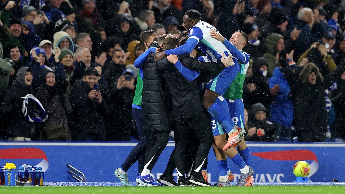 Brighton players celebrating.