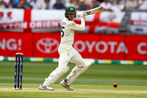 Australia's Brendan Doggett bats on day two of the first Ashes cricket test match between Australia and England in Perth.