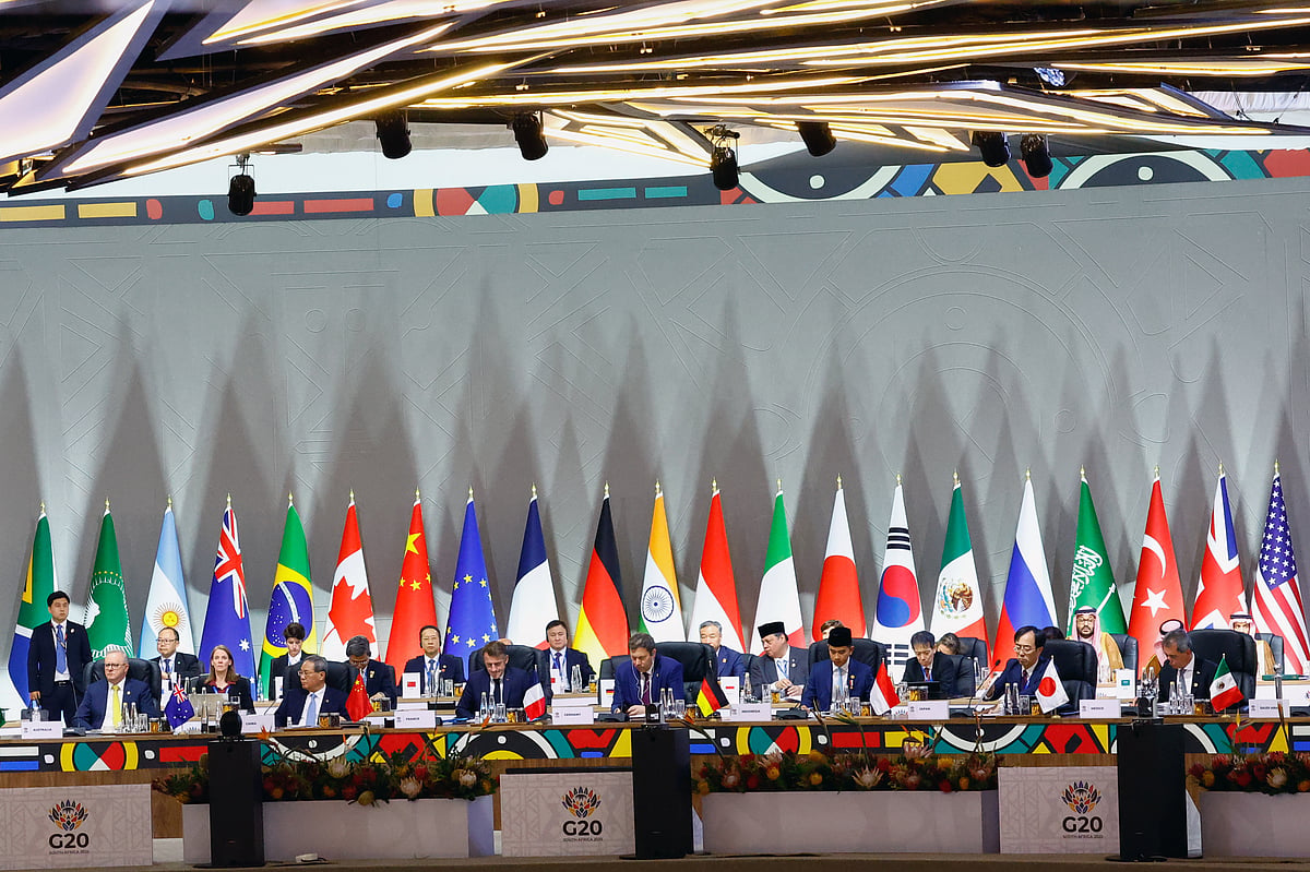 AP : Leaders attend a plenary session on the opening day of the G20 Summit at the Nasrec Expo Centre, in Johannesburg, South Africa, Saturday, Nov. 22, 2025.