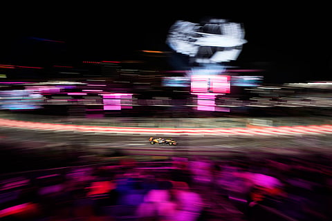 McLaren driver Oscar Piastri of Australia drives during a qualifying session at the Formula One Las Vegas Grand Prix auto race in Las Vegas. 