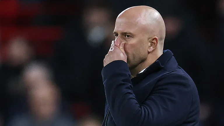 Arne Slot cut a frustrated figure again at Anfield - AP